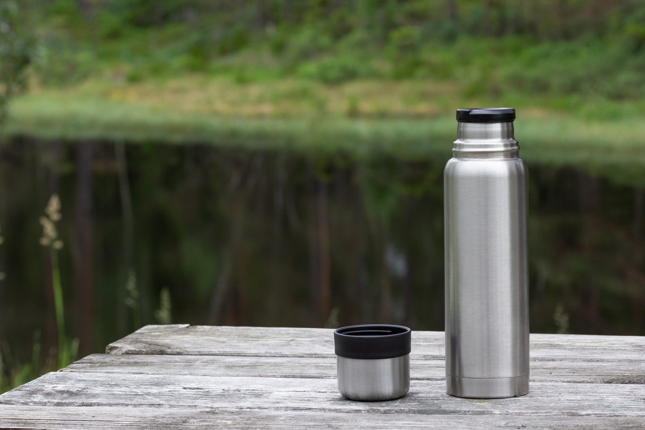 thermos bottle outdoors
