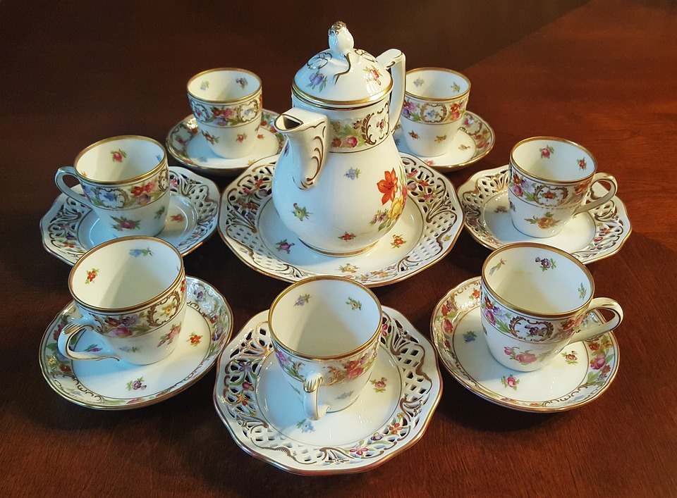 A fine china tea set on the table