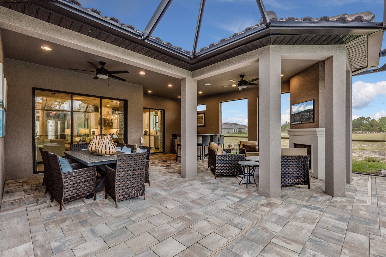 Back patio of showcase home