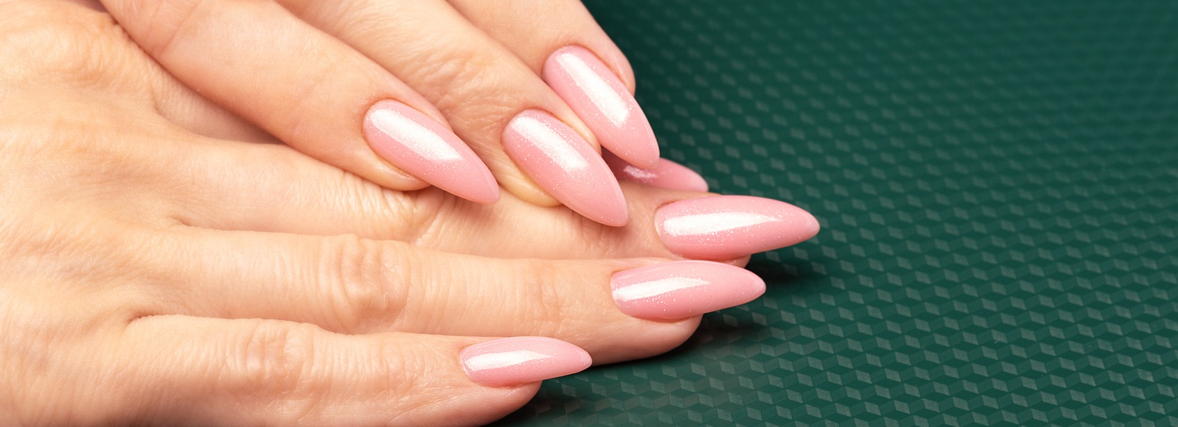 Beauty elegant female hands with french manicure