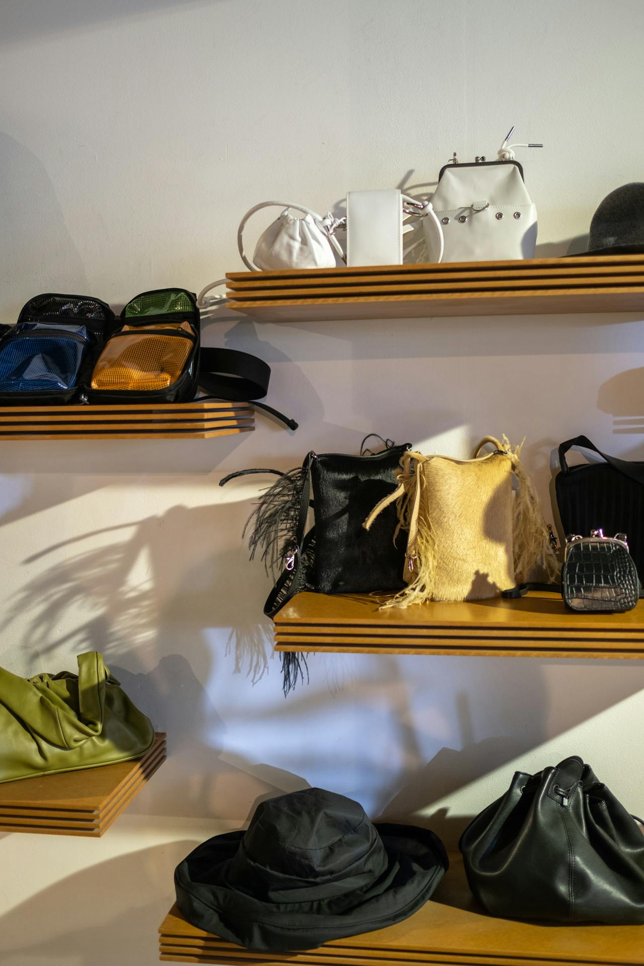 a bags on the shelves